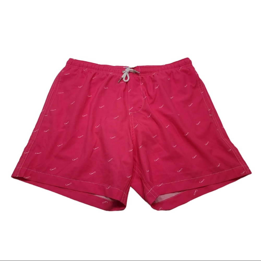Bermies Fish Hook Classic Swim Trunks 5” Inseam Swim Shorts Size M Mens